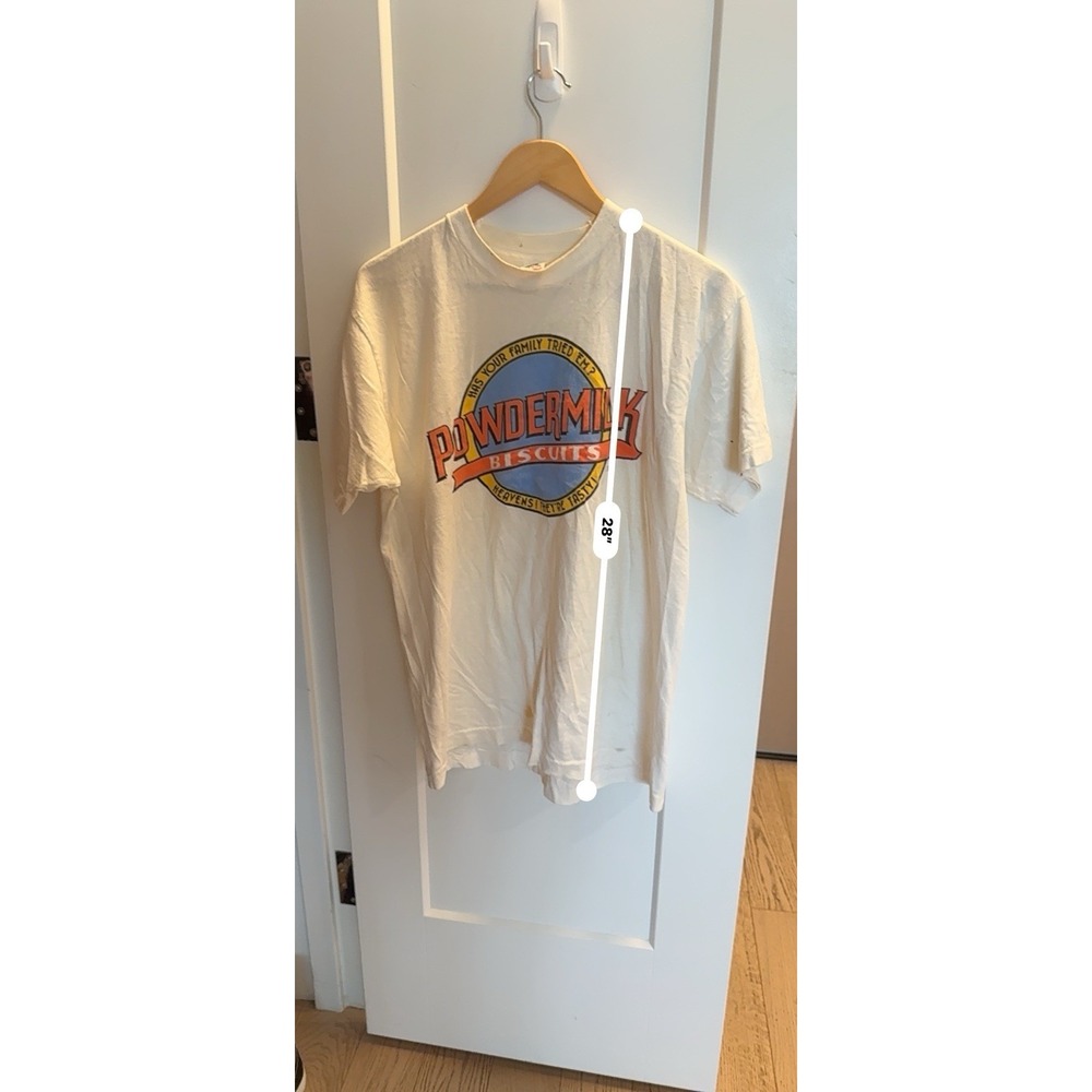 Vintage Powdermilk Biscuits Single Stitch USA Graphic Tee 90s Mens L - Picture 4 of 8